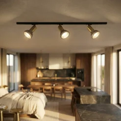 Illuminazione A Binario-Selezionato da Mazzolaluce Sistema illuminazione binario 100cm nero oro con 3 spot e27 orientabili