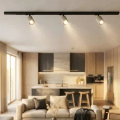 Illuminazione A Binario-Selezionato da Mazzolaluce Sistema illuminazione binario monofase 100cm nero con 3 spot sabbia