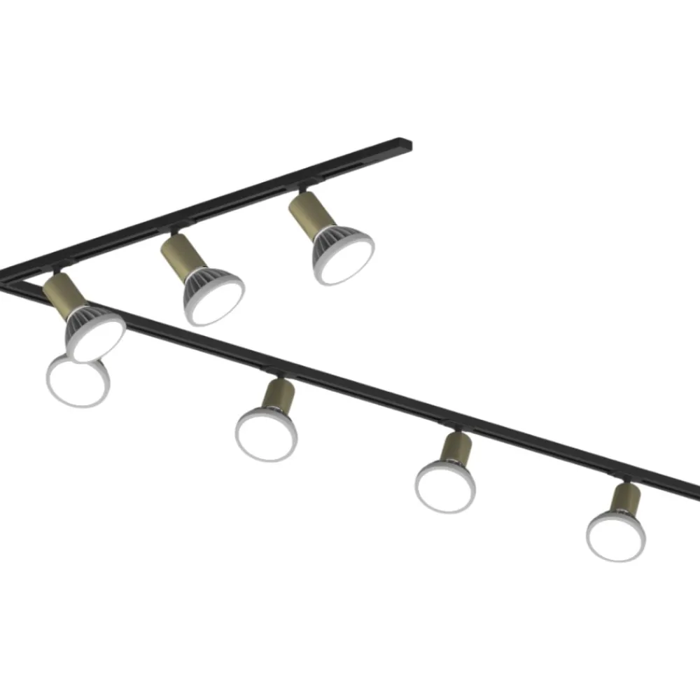 Illuminazione A Binario-Selezionato da Mazzolaluce Sistema luci a binario angolare 300cm nero oro 7 spot e27 orientabili monofase