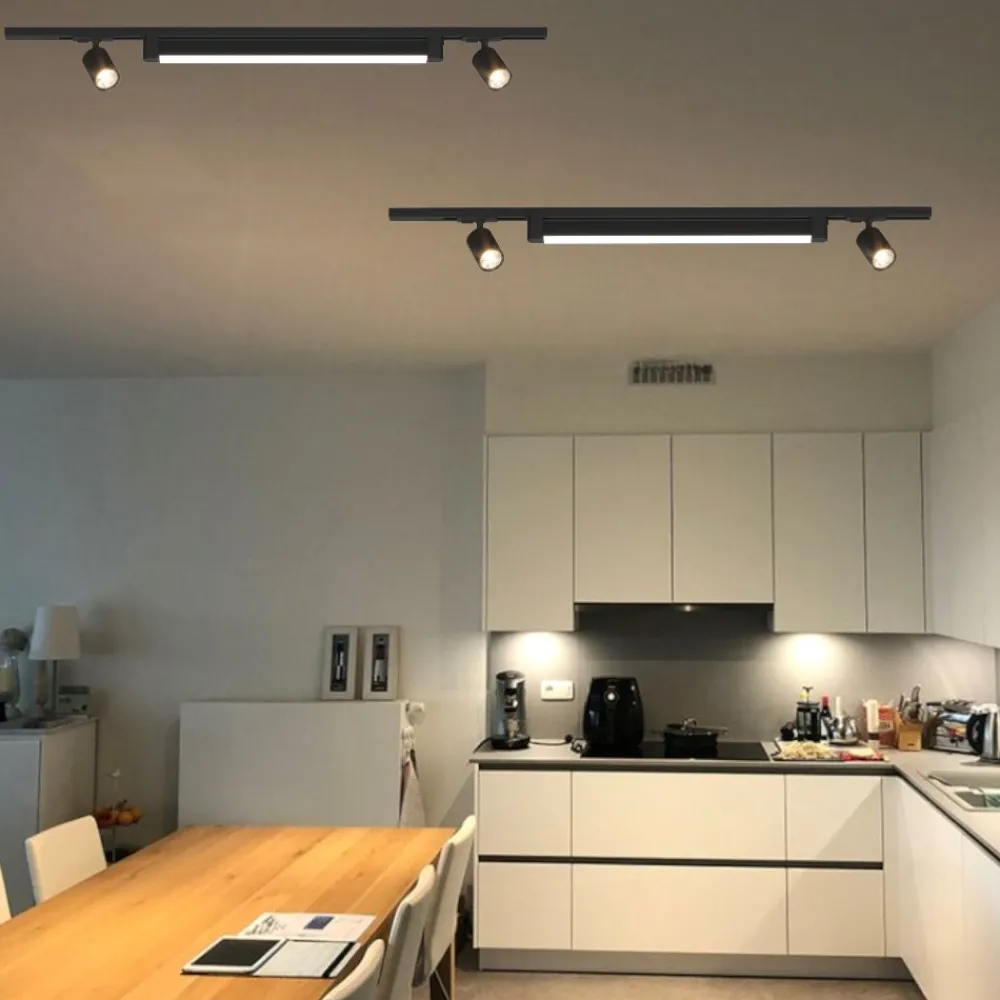 Illuminazione A Binario-Selezionato da Mazzolaluce Sistema luci a binario led 28w 4000k con spot nero monofase