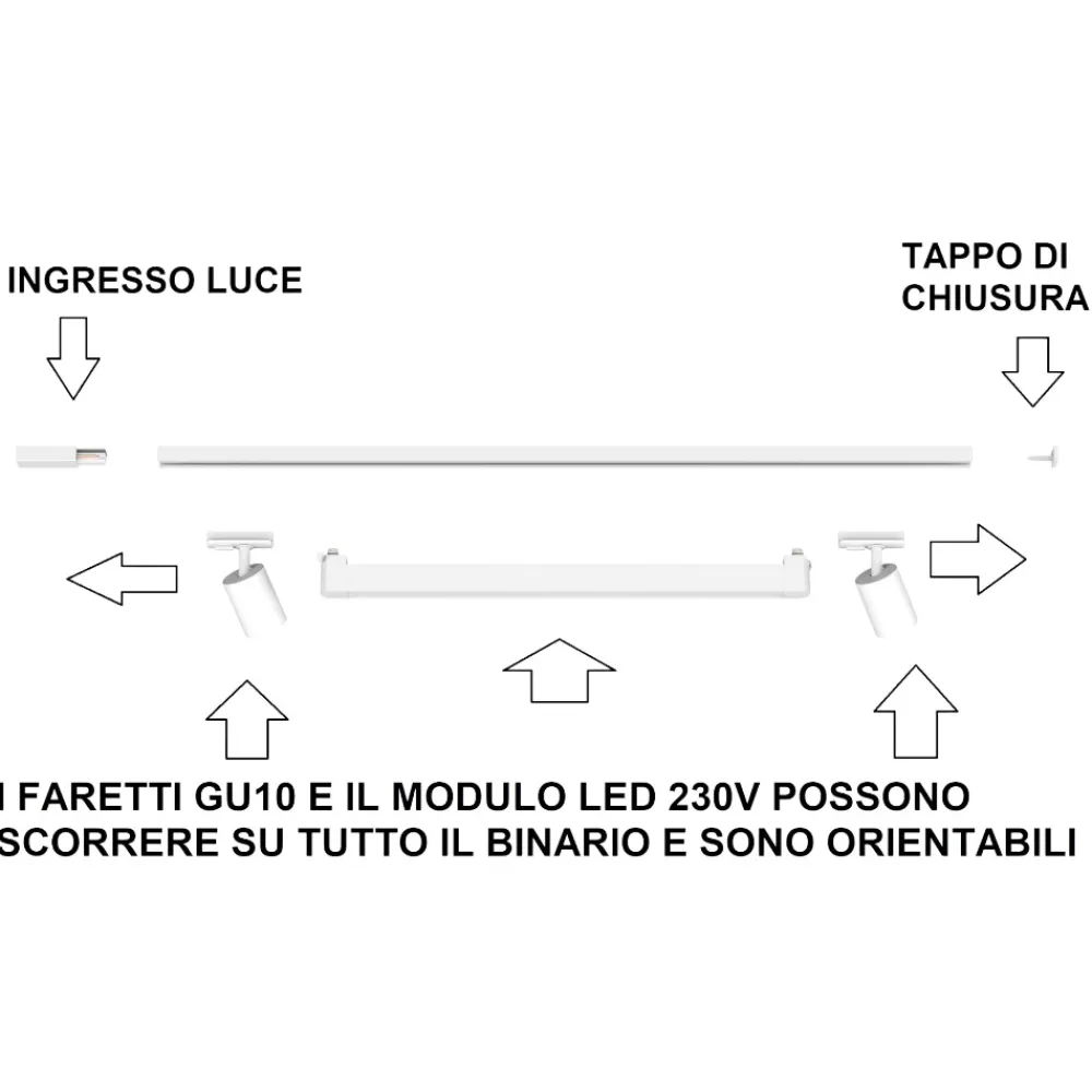 Illuminazione A Binario-Selezionato da Mazzolaluce Sistema luci a binario led 28w 4000k con spot nero monofase