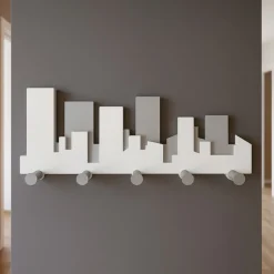 Appendiabiti Da Parete-Selezionato da Mazzolaluce Skyline appendiabiti legno da parete design moderno colore bianco grigio