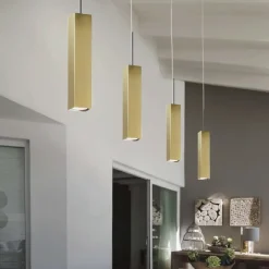 Lampade A Sospensione-Ideal Lux Sky sp1 lampada sospensione quadrata oro ottone