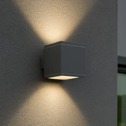 Applique Da Esterno-Ideal Lux Snif ap1 square applique cubo per esterno grigio