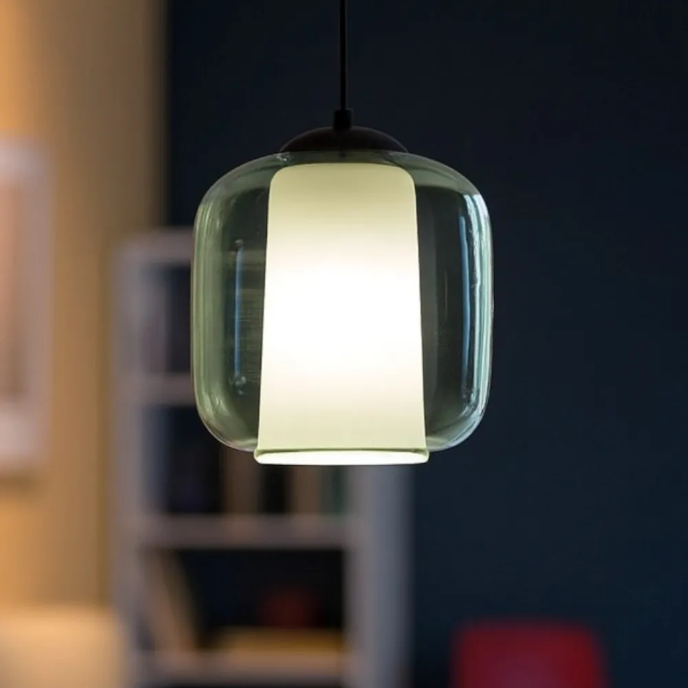 Lampade A Sospensione-Ondaluce So bonnie 2 lampada a sospensione vetro verde moderna base nero