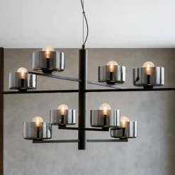 Lampadari Moderni-Ondaluce So figaro lampadario moderno 8 luci nero per salotto