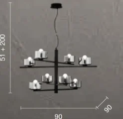 Lampadari Moderni-Ondaluce So figaro lampadario moderno 8 luci nero per salotto
