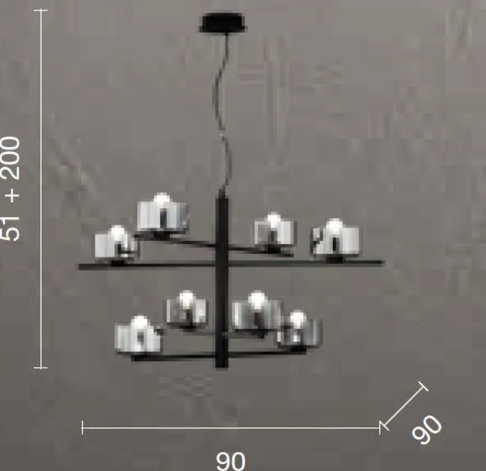 Lampadari Moderni-Ondaluce So figaro lampadario moderno 8 luci nero per salotto