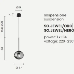 Lampade A Sospensione-Ondaluce So jewel lampada a sospensione oro sfera vetro