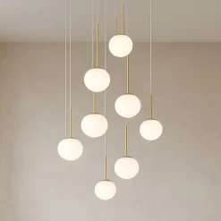 Lampadari Moderni-Ondaluce So jewel 8 lampadario oro sfere di vetro moderno