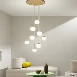 Lampadari Moderni-Ondaluce So jewel 8 lampadario oro sfere di vetro moderno