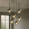 Lampadari Moderni-Ondaluce So jewel lampadario 6 luci nero 6 sfere vetro fume