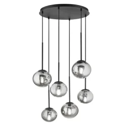 Lampadari Moderni-Ondaluce So jewel lampadario 6 luci nero 6 sfere vetro fume