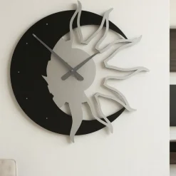 Orologi Da Parete Moderni-Selezionato da Mazzolaluce Sole luna grande orologio 60 da parete moderno legno nero grigio