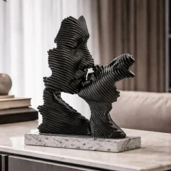 Soprammobili Moderni-Bongelli Preziosi Soprammobile scultura bacio stilizzato nero argento