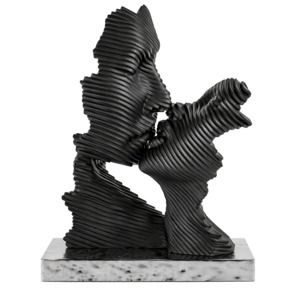Soprammobili Moderni-Bongelli Preziosi Soprammobile scultura bacio stilizzato nero argento
