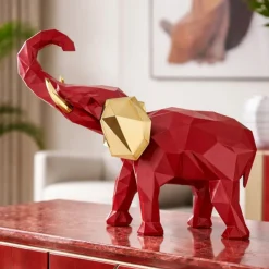 Soprammobili Moderni-Bongelli Preziosi Soprammobile elefante rosso oro 17x14cm design