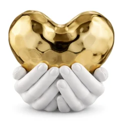 Soprammobili Moderni-Bongelli Preziosi Soprammobile mani cuore oro 25x24cm design moderno