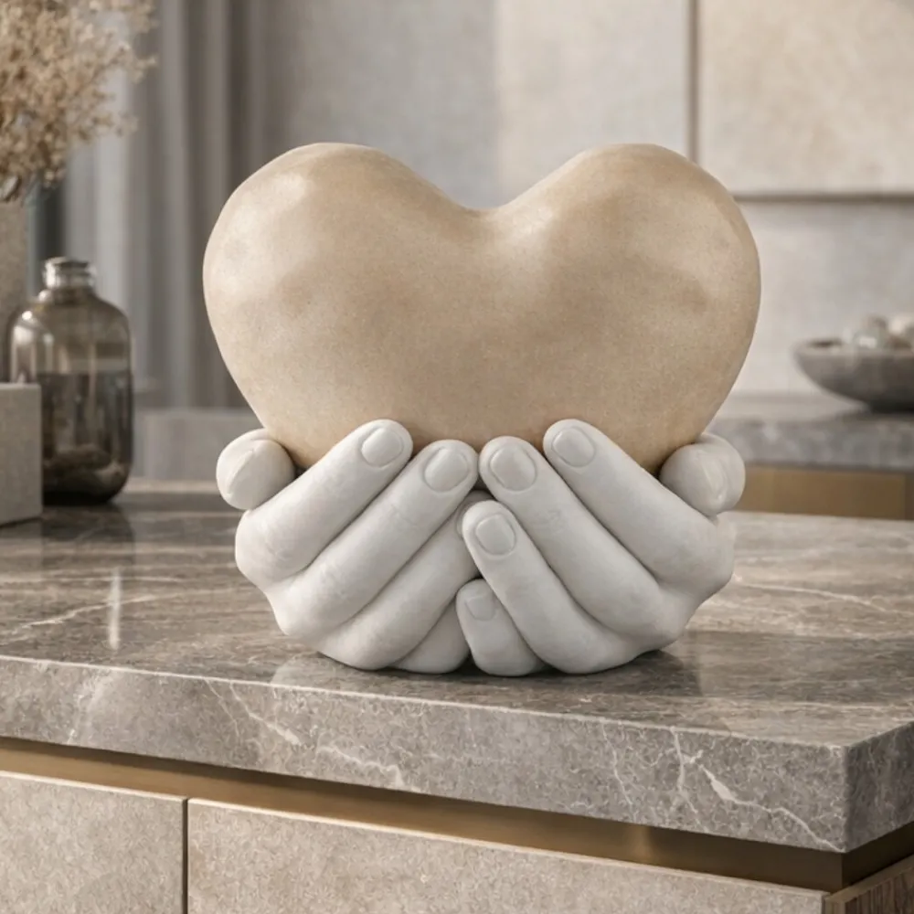 Soprammobili Moderni-Bongelli Preziosi Soprammobile mani cuore 25x24cm moderno nocciola