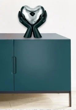 Soprammobili Moderni-Bongelli Preziosi Soprammobile mani nere cuore argento h31 moderno