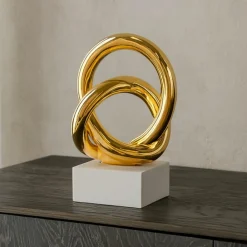 Soprammobili Moderni-Bongelli Preziosi Soprammobile moderno nodo bianco oro h26cm