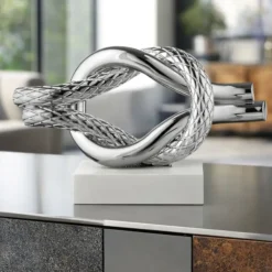 Soprammobili Moderni-Bongelli Preziosi Soprammobile nodo bianco argento 28x18cm