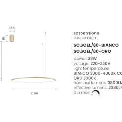 Lampadari Moderni-Ondaluce So soel 80 bianco lampadario cerchio led moderno