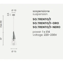 Lampade A Sospensione-Ondaluce So trento lampada a sospensione per penisola cucina nero