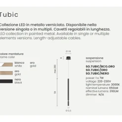 Lampade A Sospensione-Ondaluce So tubic lampada a sospensione per tavolo da pranzo cilindro nero led