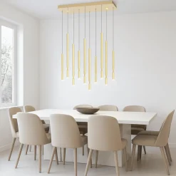 Lampadari Moderni-Ondaluce So tubic 10 lampadario 10 luci sospese oro led 3000k dimmerabile
