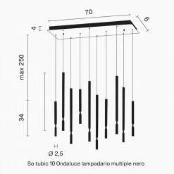 Lampadari Moderni-Ondaluce So tubic 10 lampadario 10 luci sospese oro led 3000k dimmerabile