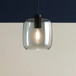 Lampade A Sospensione-Ondaluce So verve 3 lampada a sospensione vetro grigio fumo