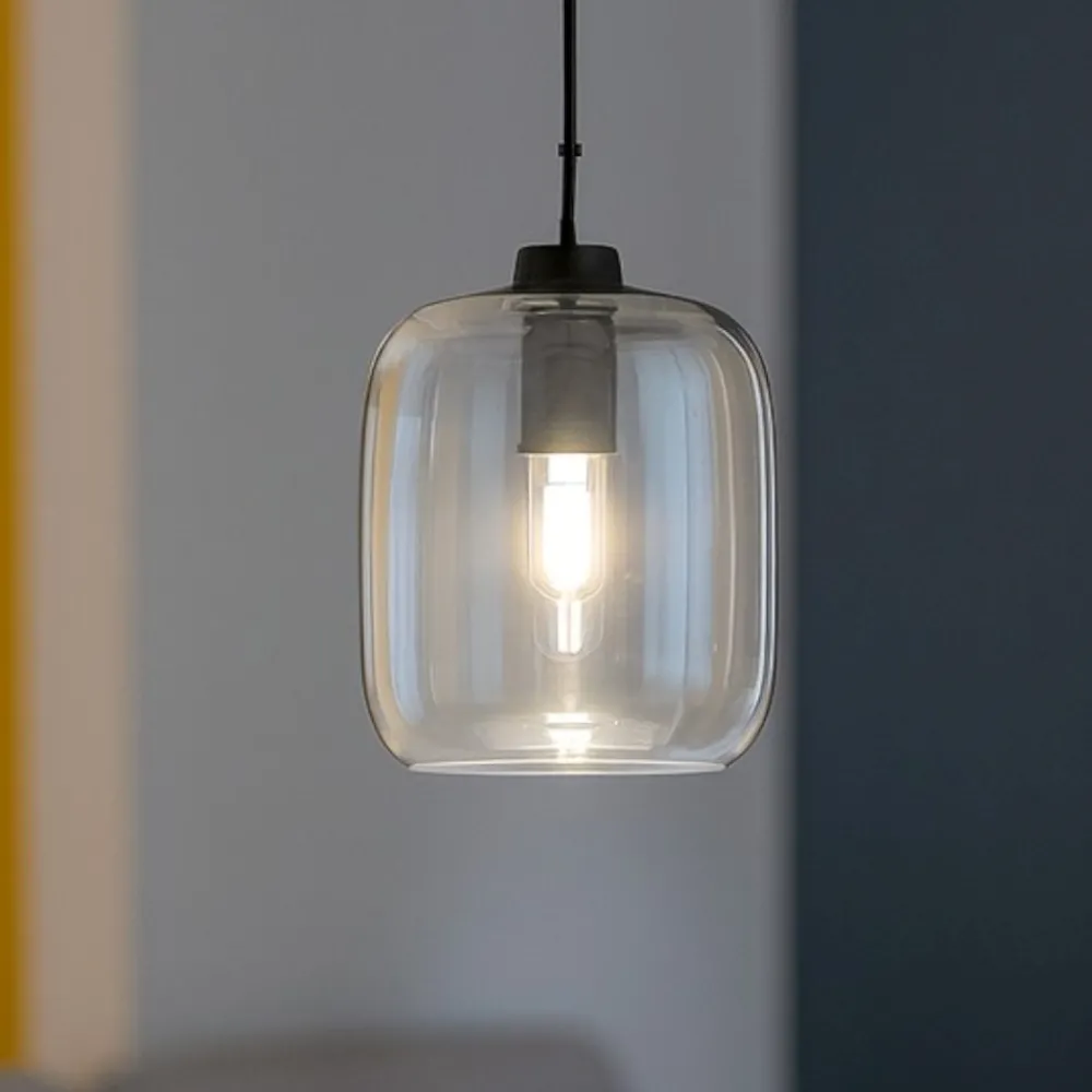 Lampade A Sospensione-Ondaluce So verve 3 sospensione singola vetro trasparente base nero