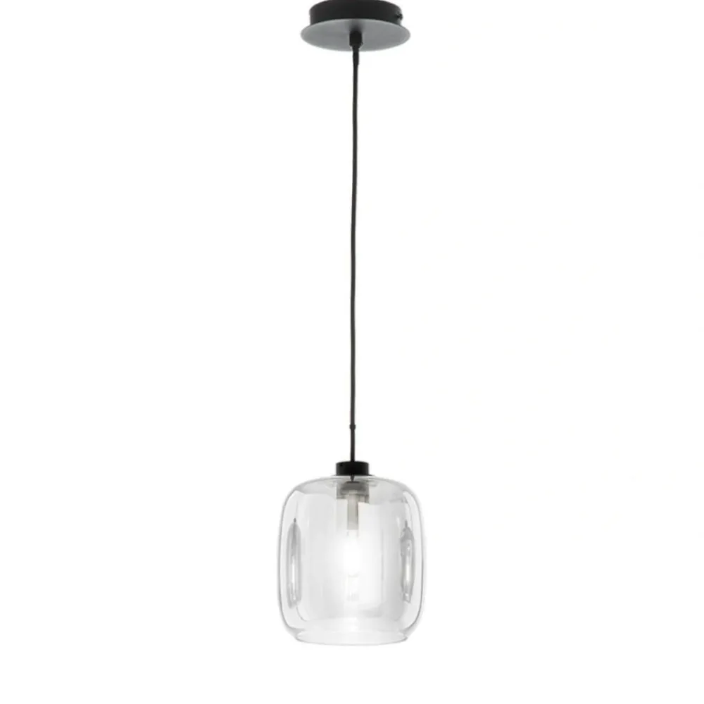 Lampade A Sospensione-Ondaluce So verve 3 sospensione singola vetro trasparente base nero