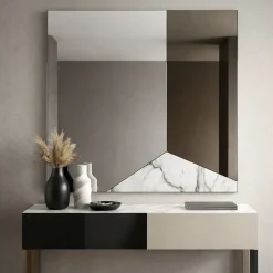 Specchi Da Parete-Selezionato da Mazzolaluce Specchio da parete 100cm design moderno per ingreso vetro marmo