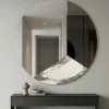 Specchi Da Parete-Selezionato da Mazzolaluce Specchio da parete 80cm per ingresso moderno fume-marmo laminato bianco