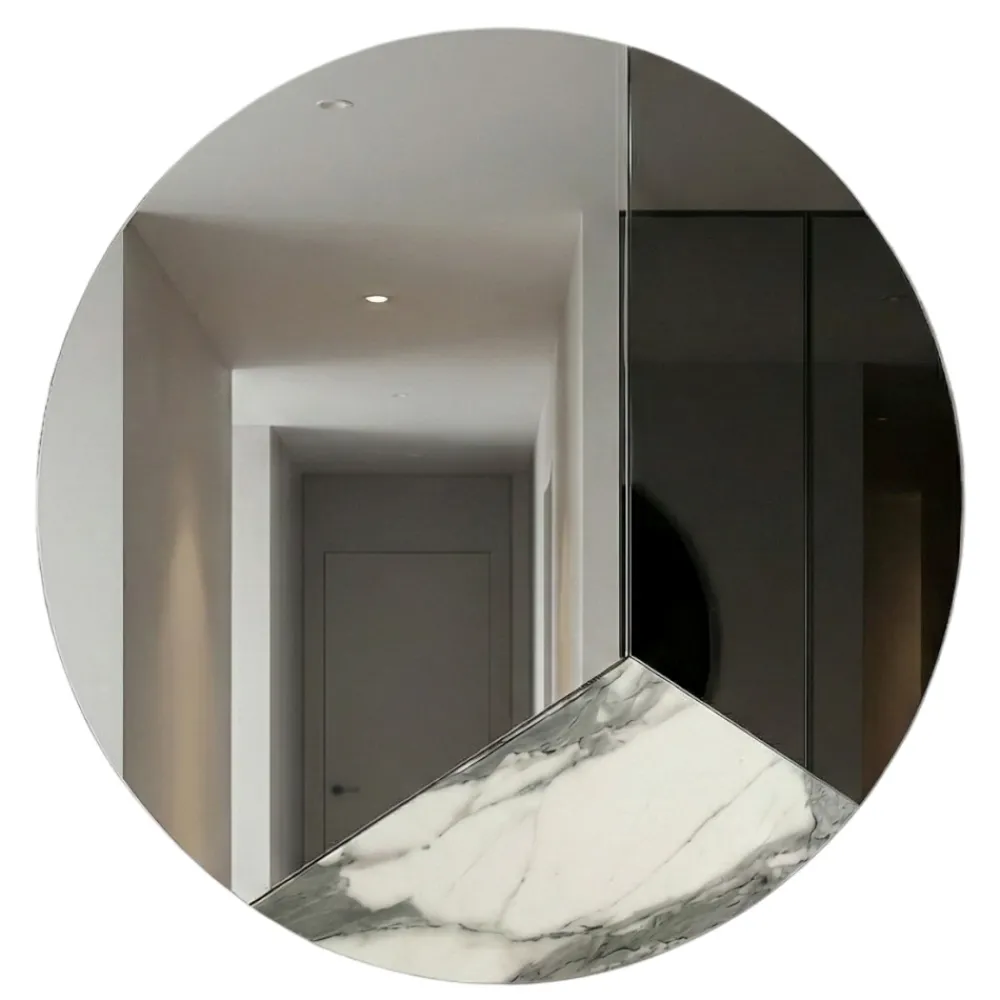 Specchi Da Parete-Selezionato da Mazzolaluce Specchio da parete 80cm per ingresso moderno fume-marmo laminato bianco
