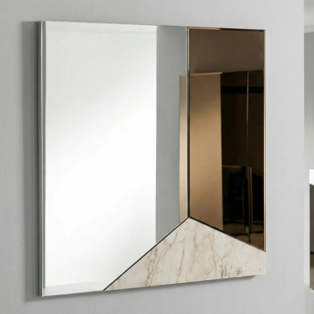 Specchi Da Parete-Selezionato da Mazzolaluce Specchio da parete 80cm quadrato vetro bronzo - marmo design