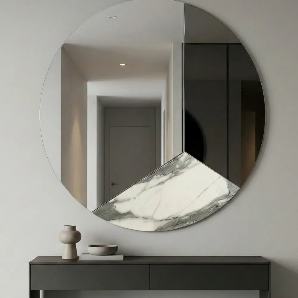 Specchi Da Parete-Selezionato da Mazzolaluce Specchio da parete 100cm rotondo design moderno fume-marmo
