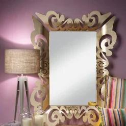 Specchi Da Parete-Selezionato da Mazzolaluce Specchio da parete design contemporaneo decorato foglia oro 80x100