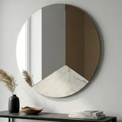 Specchi Da Parete-Selezionato da Mazzolaluce Specchio da parete design moderno 100cm rotondo bronzo-marmo