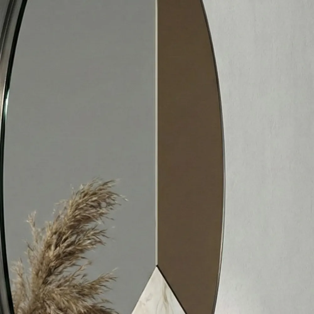 Specchi Da Parete-Selezionato da Mazzolaluce Specchio da parete design moderno 80cm rotondo chiaro-bronzo-marmo