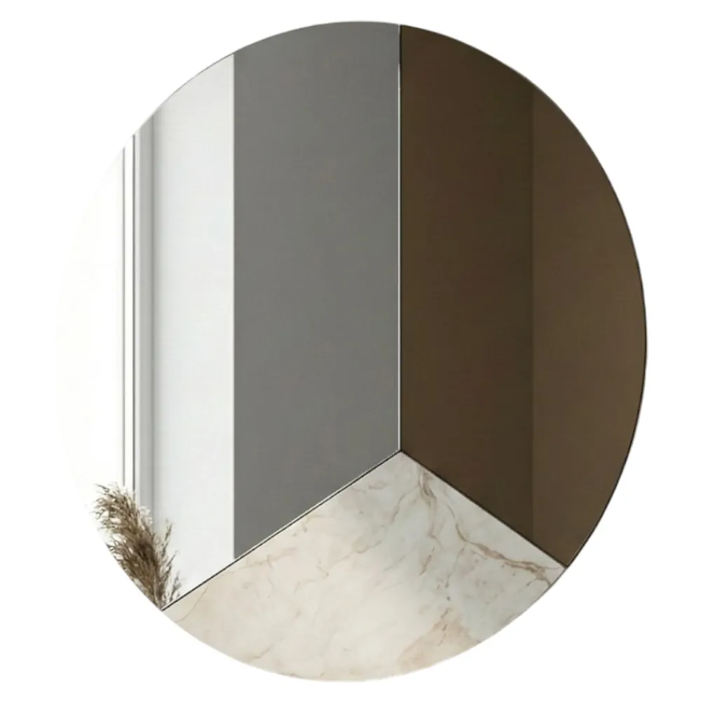 Specchi Da Parete-Selezionato da Mazzolaluce Specchio da parete design moderno 80cm rotondo chiaro-bronzo-marmo