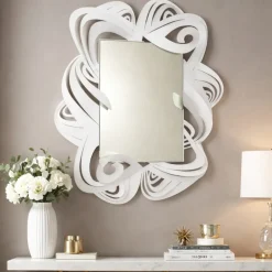Specchi Da Parete-Selezionato da Mazzolaluce Specchio da parete design moderno in metallo bianco