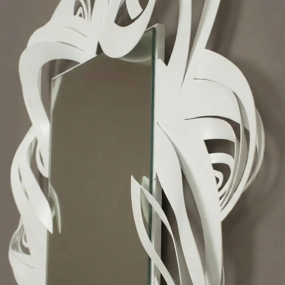 Specchi Da Parete-Selezionato da Mazzolaluce Specchio da parete design moderno in metallo bianco