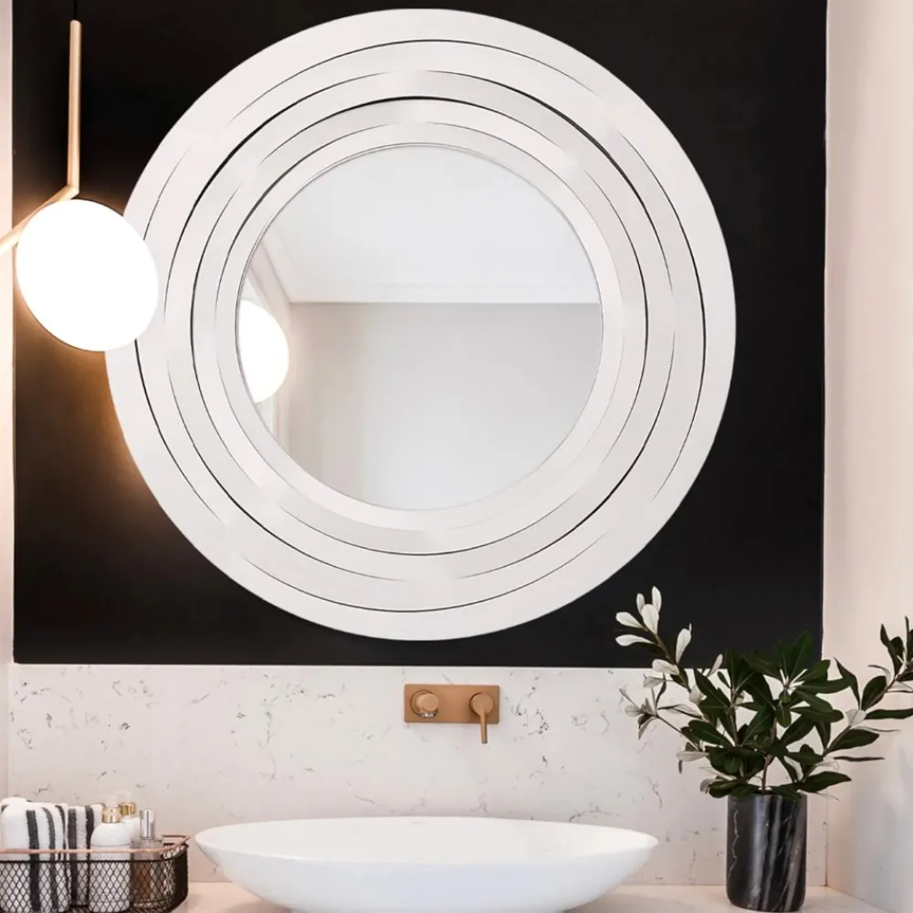 Specchi Da Parete-Selezionato da Mazzolaluce Specchio da parete design moderno metallo bianco rotondo