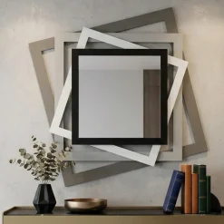 Specchi Da Parete-Selezionato da Mazzolaluce Specchio da parete design 87x87 fango alluminio bianco marmo nero