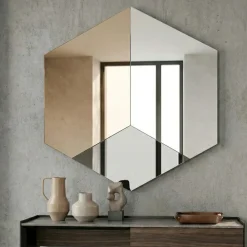 Specchi Da Parete-Selezionato da Mazzolaluce Specchio da parete esagonale 70x80 design vetro bronzo fume