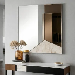 Specchi Da Parete-Selezionato da Mazzolaluce Specchio da parete quadrato 100cm bronzo - marmo laminato avorio