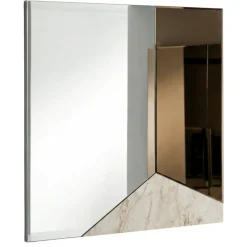 Specchi Da Parete-Selezionato da Mazzolaluce Specchio da parete quadrato 100cm bronzo - marmo laminato avorio